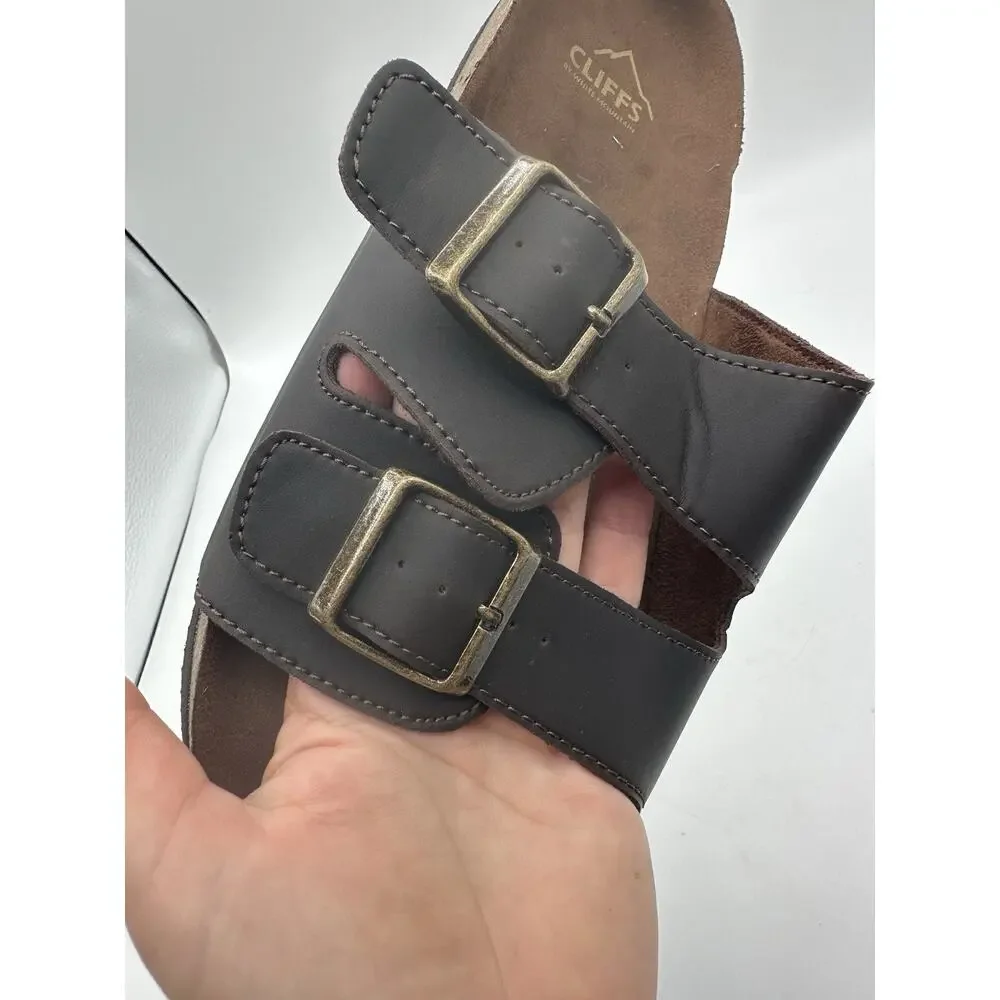 Cliffs by White Mountain Men’s Double Buckle Slide Sandals Brown Size 13M